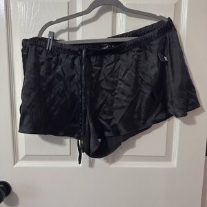 INC International Concepts Black Satin Sleep Shorts with Drawstring